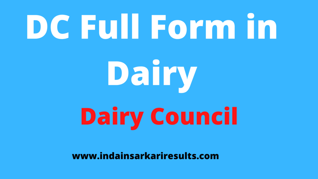 Full Form of DC in Dairy